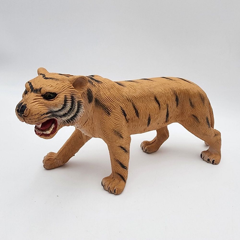 Imperial Toys Tiger‎ Figurine Solid PVC Vintage 11" inches Long Brown 1996